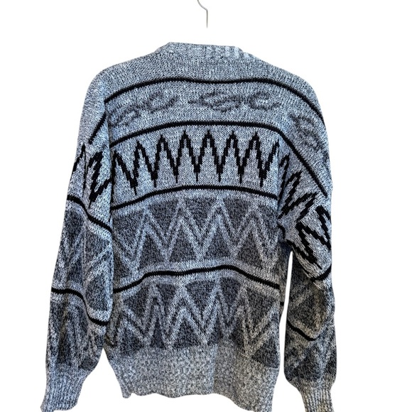 Stylish Black and Gray Patterned Cardigan Sz.L - Picture 2 of 4